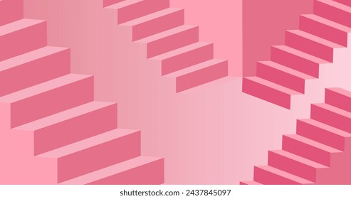 Gradient pink 3d stairs background vector design in eps 10