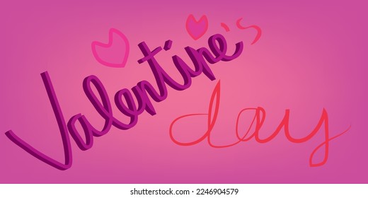 gradient pink background with hand lettering " valentine's day"