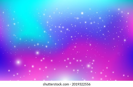 Gradient pink and blue abstract background. Galaxy, space and stars. Vector illustration.