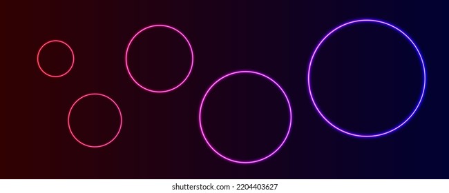 Gradient pink blue red purple neon rings in wave form vector illustration with dark background for screen wallpaper, cover, card, poster, brochure, flyer, banner, web design, etc.