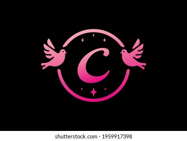 Gradient pink color of C initial letter design