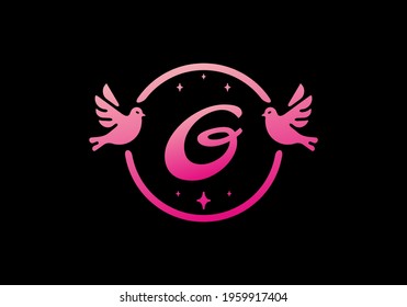 Gradient pink color of G initial letter design