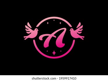 Gradient pink color of A initial letter design