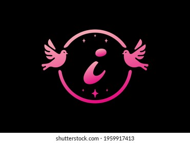 Gradient pink color of i initial letter design