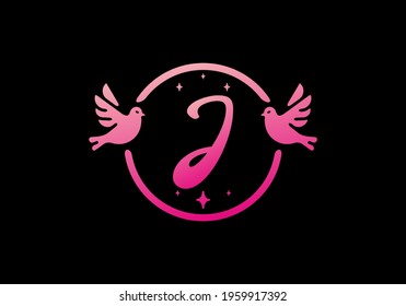 Gradient pink color of J initial letter design