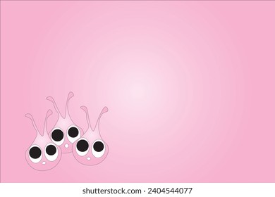 gradient with pink colored and three alien creature 