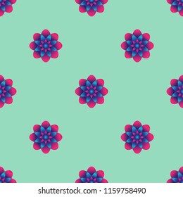 Gradient Pink flower graphic on light green background. This pattern can be used for textile, carpet, wallpaper, curtain, monitor wallpaper, banner and etc.