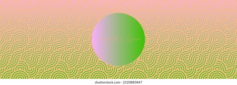 Gradient pink and green seamless geometric pattern with wavy abstract lines. Vibrant vector design for modern backgrounds and bold decorative elements.