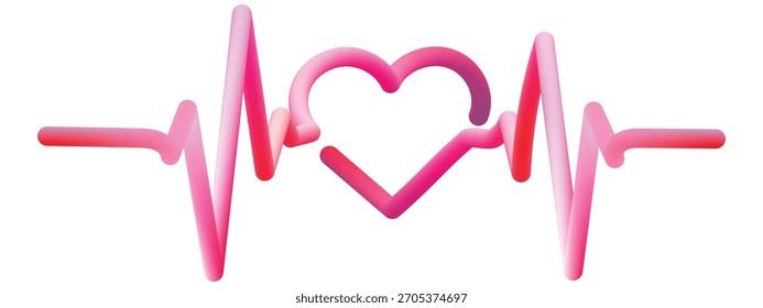 Linha de pulso integrada do ECG do coração rosa do gradiente