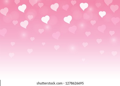 Gradient pink heart love bokeh light background