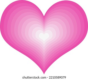 Forma de corazón rosa degradado. Ilustración vectorial aislada, fondo transparente. Activo para superposición, tarjetas de patrón, montaje o collage. Concepto de amor.
