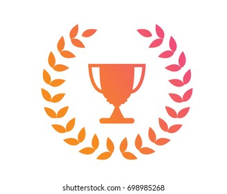 Gradient pink to orange award prize cup vector