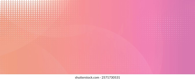 Gradient pink and orange background with dotted texture. The background blends pink and orange hues with a modern, abstract style. Geometric gradient background vector. Pink background.