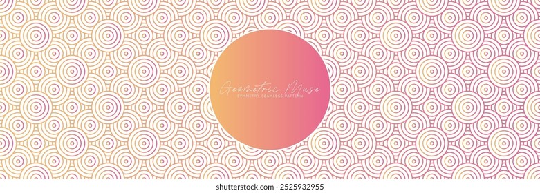 Gradiente de color rosa y naranja circular japonés patrón geométrico sin fisuras. Diseño asiático juguetón y vibrante para textiles y decoración.