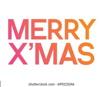 The Gradient pink to orange serif front word Merry Christmas