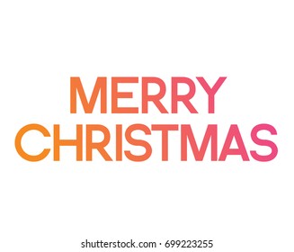 The Gradient pink to orange serif front word Merry Christmas
