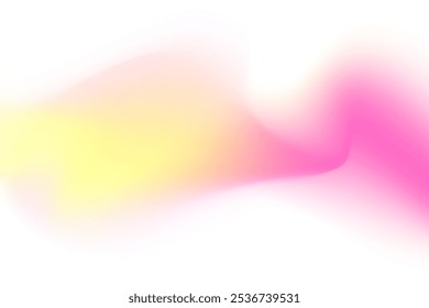 Gradient pink, yellow neon light, blur wave form, iridescent smooth holographic brush stroke isolated motion element, transparent background. Dream glow abstract dynamic watercolor shape.