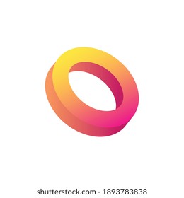 Icono gradiente rosa y amarillo realista de círculo ilustración vectorial