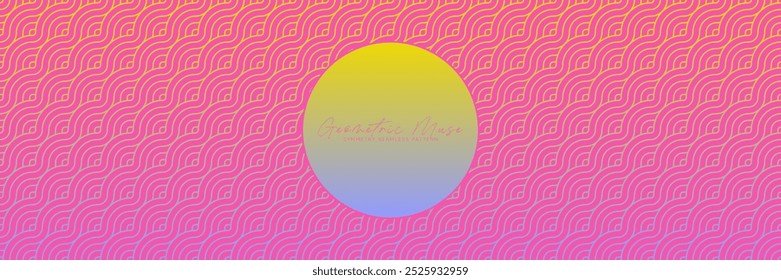 Farbverlauf rosa und gelb wellige geometrische nahtlose Muster. Lebhaftes und modernes asiatisches Design für Textilien und Hintergründe.