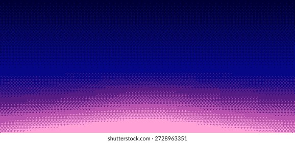 Gradient pixel art background from blue to pink. Retro aesthetic graphic pattern. Vaporwave style texture for poster and cover.