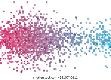 Gradient pixel explosion transitioning from pink to blue hues pixelart digitalart