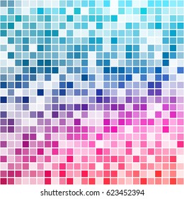 Gradient pixel pattern. Blue and pink vector pixel background. 