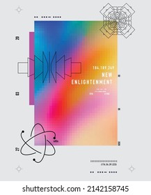 Gradient Pixel poster set with geometric shapes