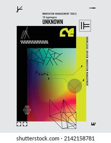 Gradient Pixel poster set with geometric shapes