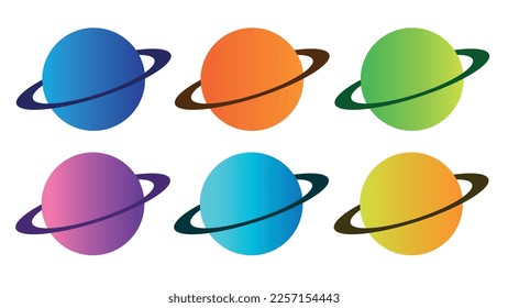 Gradient Planets Set Vector Illustration