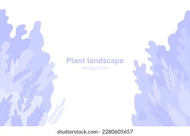 Gradient plant landscape. Minimal flat leaves design, color gradation cartoon background, forest plants. Vector floral nature poster