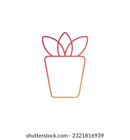 Gradient Plant in pot flat icon on white background. Vector illustration.
