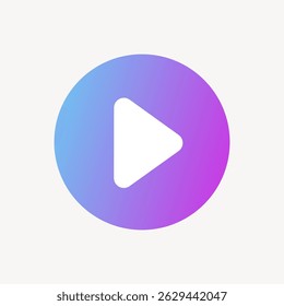 Gradient play button icon with blue and purple hues. Simple play button design, perfect for media, apps, and digital interfaces. Gradient play button for modern look. Logo element vector.