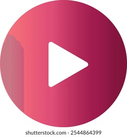 Gradient play button icon vector in pink shades, ideal for media, video streaming, and digital platforms