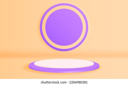 Farbverlauf-Podiumhintergrund. 3D-Pastelltafel für Produktplatzierung mit kreisförmigem Hintergrund.