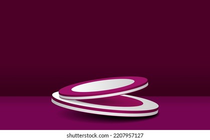 Gradient Podium Background. 3d purple podium for product placement with circular background.