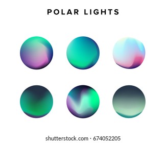 Gradient of polar lights, set of holographic circles.
