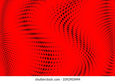 Gradient polka dots red background. Soft halftone pattern. Modern vector illustration. Abstract curves. Points backdrop. Dotted spotted pattern. Monochrome template for web design