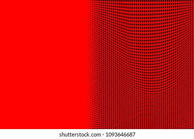 Gradient polka dots red background. Soft halftone pattern. Modern vector illustration. Abstract curves. Points backdrop. Dotted spotted pattern. Monochrome template for web design