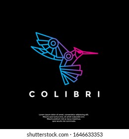 gradient polygon colibri logo, modern icon vector design