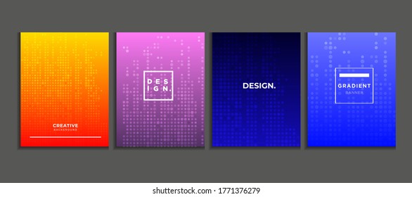 gradient poster background set, abstract creative halftone, modern banner concept vector.