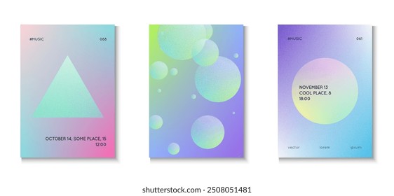 Farbverlauf-Poster. Dreieck-Set aus blauem Korn. Holografischer Hintergrund. Eleganter Schrank. Ästhetische Trend-Illustration. Minimale Form der Textur. Hologramm-Banner. rosafarbenes Farbverlauf-Poster
