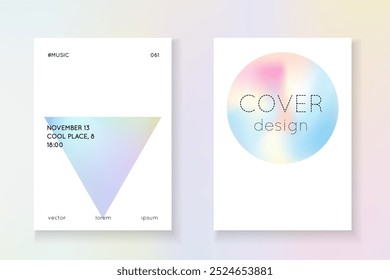 Gradient Poster. Colourful Prism Illustration. Neon Shape. Geometry Foil. Blue Holograph Cover. Crystal Concept. Vintage Banner. Violet Gradient Poster