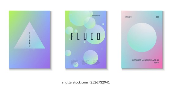 Gradient Poster. Cyberpunk Trend Collection. Minimal Background. Creative Banner. Holographic Shape. Violet 3d Set. Futuristic Hologram Placard. Purple Gradient Poster