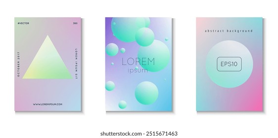 Pôster de Gradiente. Elementos do Hipster. Design holográfico. Conjunto abstrato azul. Fundo 3d. Banner do Holograma Cyberpunk. Fluorescent Modern Collection. Pôster Gradiente Rosa