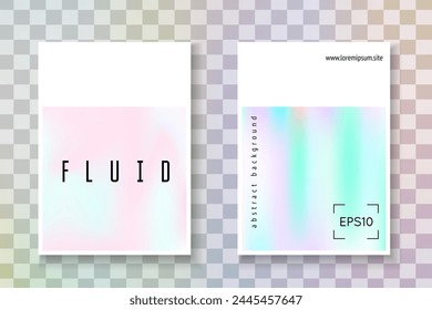Póster de degradado. Diseño pastel. Vector moderno. Forma de neón. Textura minimalista. Ilustración blanca colorida. Tapa de holograma rosa. Póster de degradado azul