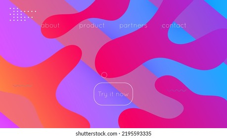 Gradient Poster. Rainbow Website. Horizontal Invitation. Purple Trendy Shape. Liquid Background. Cool Digital Layout. Graphic Frame. Wave Landing Page. Magenta Gradient Poster