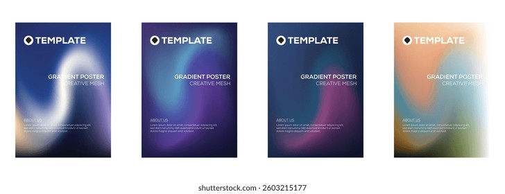 Gradient Poster Templates Creative Mesh Design Set
