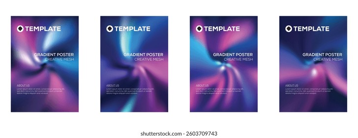 Gradient Poster Templates Creative Mesh Design, Vibrant Colors, Abstract Backgrounds