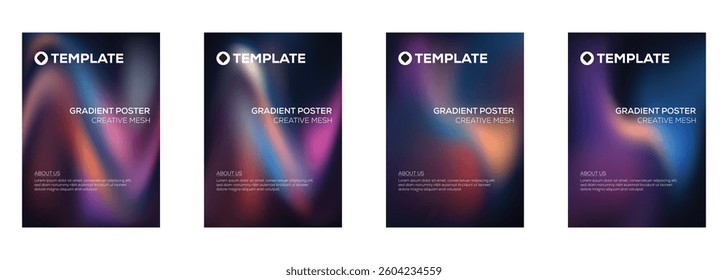 Gradient Poster Templates Creative Mesh Design Set