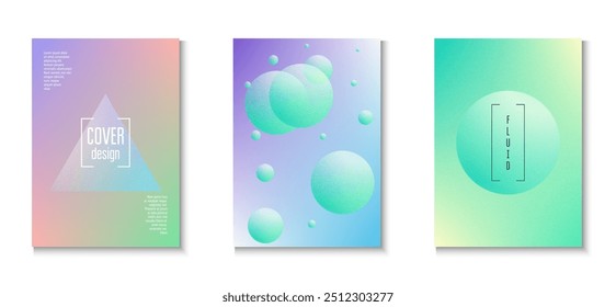 Gradient Poster. Violet Grain Triangle Set. Minimal Background. Noise Abstract Design. Hologram Placard. Creative Banner. Multyplying Circle Template. Pink Gradient Poster